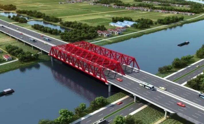 夏仕港大(dà)橋“導向”工(gong)程鋼梁順(shun)利拼裝